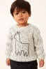 Grau mit Lamamotiv - Pullover mit Rundhalsausschnitt und Tierdesign (3 Monate bis 7 Jahre)