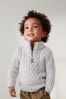 Grey Zip Neck Chunky Cable Jumper (3mths-7yrs)