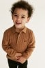 Neutral Cable Knit Smart Long Sleeve Polo Shirt (3mths-7yrs)
