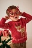 Rot mit Rentiermotiv - Weihnachtlicher Strickpullover (3 Monate bis 7 Jahre)