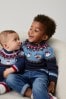 Blue Fairisle Pattern Knitted Christmas Jumper (3mths-7yrs)