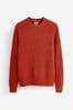 Orange Regular Textured Knitted Crew Jumper