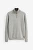 Charcoal Grey Knitted Premium Regular Fit Jumper, Zip Neck