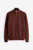 Ziegelsteinrot - Premium-Pullover aus Baumwolle mit RV-Kragen, Regular Fit