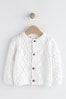 White Cable Knitted Baby Cardigan