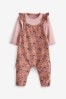Pink Leopard Print Baby 2pc Baby Dungaree & Bodysuit Set (0mths-2yrs)