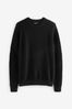 Black Regular Textured Arm Knitted Jumper