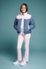 Lee Girls Pink Denim Look Light Quilted Puffer Jacket