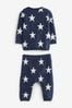 Sterne, Marineblau - Baby 2-teiliges Strick-Set (0 Monate bis 2 Jahre)