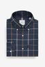 Navy Blue Tattersall Easy Iron Button Down Oxford Shirt