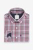 Red/Navy Blue Gingham Easy Iron Button Down Oxford Shirt, Regular