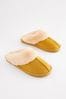 Gelb - Pantoffeln aus Veloursleder mit Futter aus Fellimitat