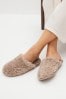 Natural Recycled Faux Fur Cosy Mule Slippers