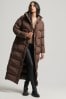 Superdry Brown Hooded Maxi Puffer Coat