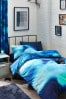 Navy Blue Ombre Print Duvet Cover and Pillowcase Set