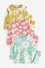 Blumenmuster, Mehrfarbig - 3er-Pack langärmelige bedruckte Pyjamas (9 Monate bis 8 Jahre)