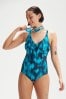 Speedo Womens Navy Shaping Printed Lexi Swimsuit