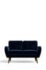 Soft Velvet Navy Blue Bronx Leg Wilson Compact 2 Seater Sofa In A Box