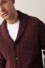 Red Regular Twist Knitted Shawl Cardigan