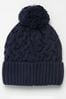 Barbour® Navy Gainford Cable Knit Beanie Hat