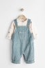 Teal Blue Baby Corduroy Dungaree And Bodysuit Set (0mths-2yrs)