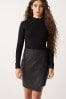 Black 2-in-1 Faux Leather PU Mix Mini Jumper Dress