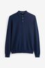 Navy Blue Regular Knitted Long Sleeve Polo Shirt