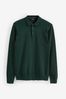 Dark Green Regular Knitted Long Sleeve Polo Shirt
