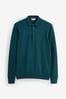 Teal Blue Regular Knitted Long Sleeve Polo Papuci Shirt