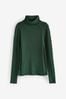 Green Sparkle Ribbed Roll Neck Jumper