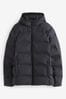 Navy Blue Hooded Shower Resistant Puffer Coat, Hooded