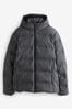 Slate Grey Hooded Shower Resistant Hooded Puffer Jacket, Hooded
