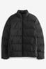 Black Non Hooded Shower Resistant Hooded Puffer Jacket, Non Hooded