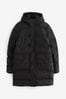 Black Long Shower Resistant Puffer Coat