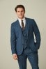 Bright Blue Slim Fit Nova Fides Wool Blend Herringbone Suit Jacket