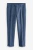 Bright Blue Slim Fit Nova Fides Wool Blend Herringbone Suit: Trousers