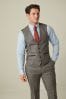 Grey Regular Fit Nova Fides Wool Blend Trimmed Check Suit Waistcoat