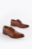 Dark Tan Brown Leather Oxford Wing Cap Brogue Shoes