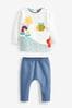 White/Blue Bumble Bee Baby Top And Leggings Set
