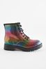 Rainbow Metallic Wide Fit (G) Warm Lined Lace-Up Boots