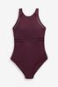 Berry Red High Neck Tummy Control Swimsuit, Regular