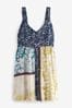 Spliced Multi Print Summer Cami Mini Dress, Regular