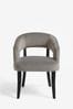 Set of 2 Soft Velvet Mid Grey Remi Arm Dining Chairs
