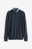 Blue Twist Regular Mock Shirt Knitted Crew Jumper