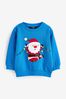 Blue Santa Christmas Appliqué Crew Neck Sweatshirt (3mths-7yrs)