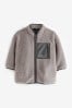 Light Grey Teddy Borg Fleece Zip Through Jacket Knitted (3mths-7yrs)