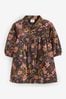 Chocolate Floral Print Cotton Shirt Dress (3mths-8yrs)