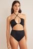 Boden Black Cut-Out String Swimsuit