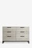 Grey Bronx Oak Effect 6 Drawer Wide Chest of Drawers, 6 Drawer Wide