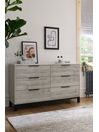 Grey Bronx Oak Effect 6 Drawer Wide Chest of Drawers